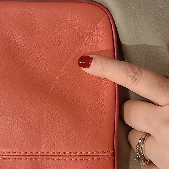 Vintage Coach mini crossbody leather fushia / salmon pink contrast - Picture 4 of 10